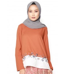 Embroidered Hem Blouse Auburn